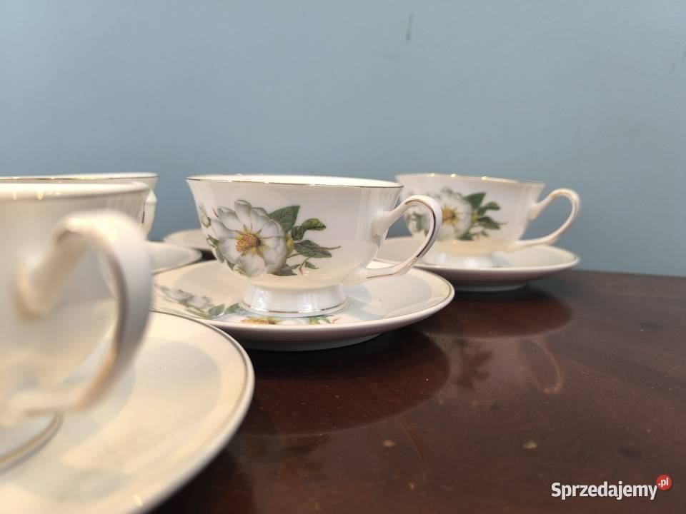 Piękny zestaw porcelany kawowo herbaciany 6 łódzkie Łódź
