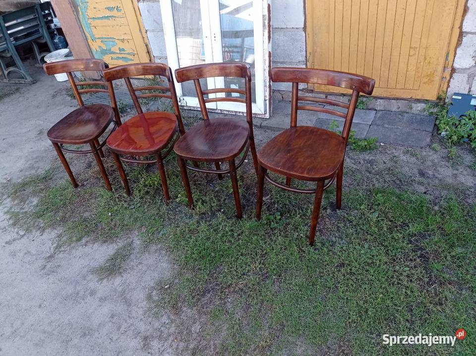 Zabytkowe drewniane krzesła PRL 4 Pionki