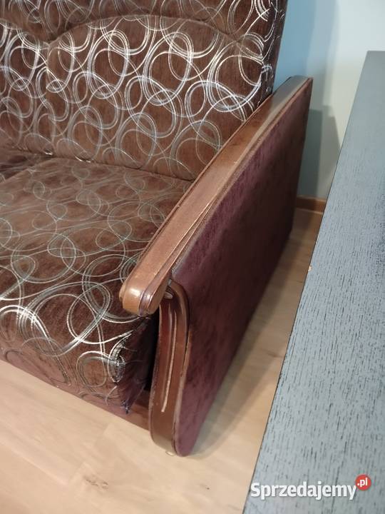 Tapczan kanapa brązowa srebrne wzorki rozkładana Fałkowo sprzedam