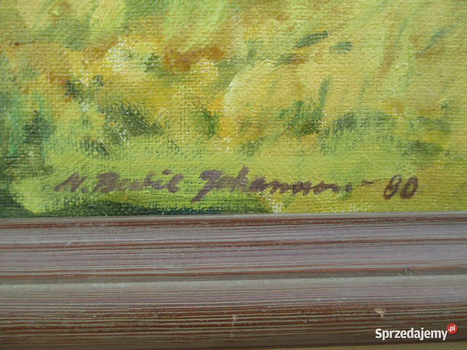 Obraz olejny Polna droga Szwecja lata 80 Malarstwo Lublin