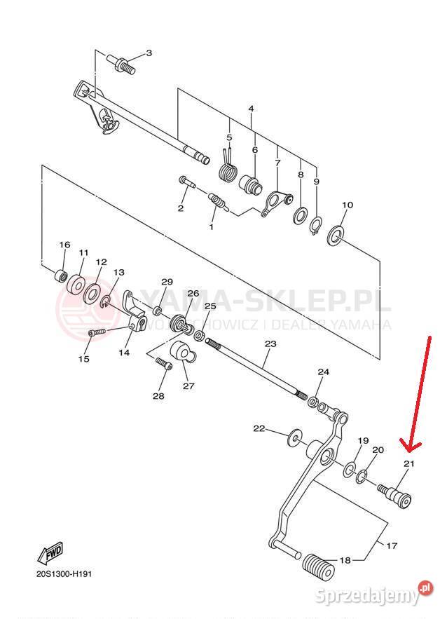 Śruba mocująca dźwignie zmiany biegów Yamaha sprzedam