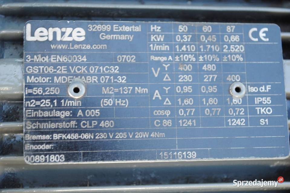 Motoreduktor kołnierzowy 037kw 25obr z hamulcem sprzedam