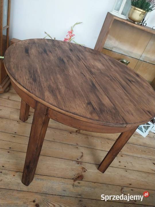 Stół prl woskowany okrągły rozkladany retro Gdańsk