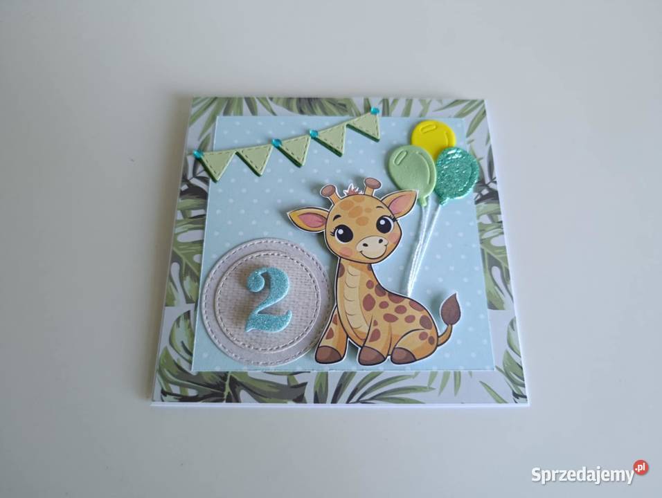 Kartka ręcznie robiona urodzinowa z żyrafką Łódź