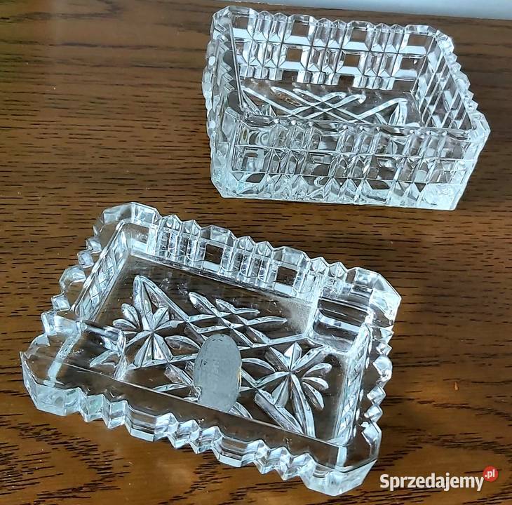 Kryształ popielniczka i papierośnica PRL Luboń