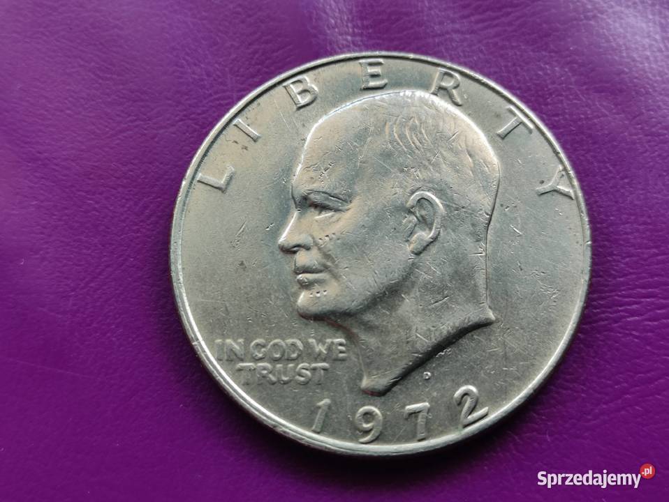 Moneta 1 DOLLAR 1972 z litrką D (EISENHOWER - ORZEŁ) - ŁADNA