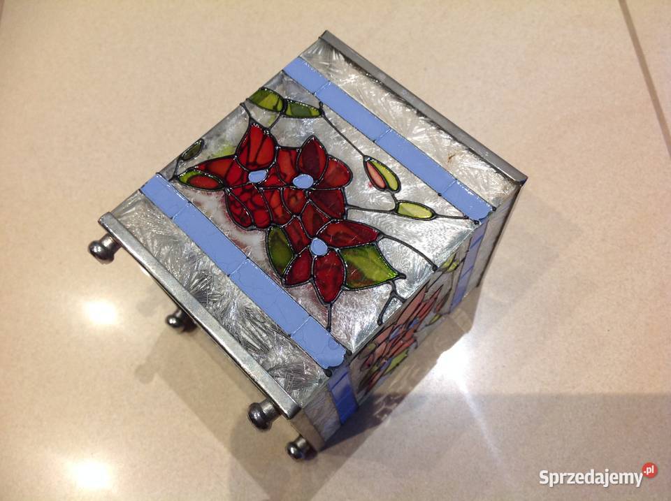 Świecznik Szklany Witrażowy Vintage Nowa Sól sprzedam