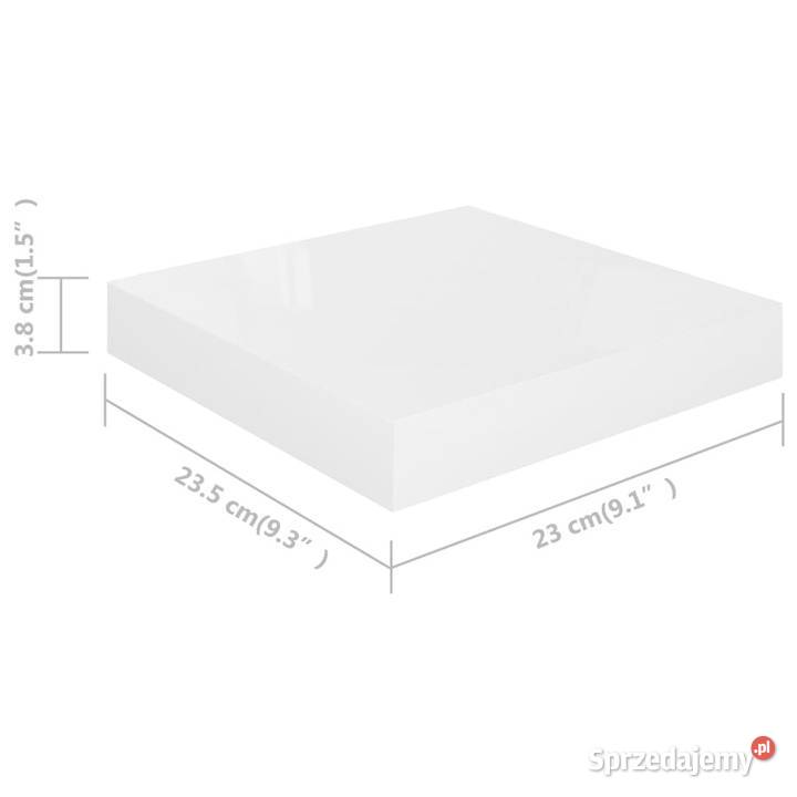 Półki ścienne 4 białe wysoki połysk 23x235x38 Meble sprzedam