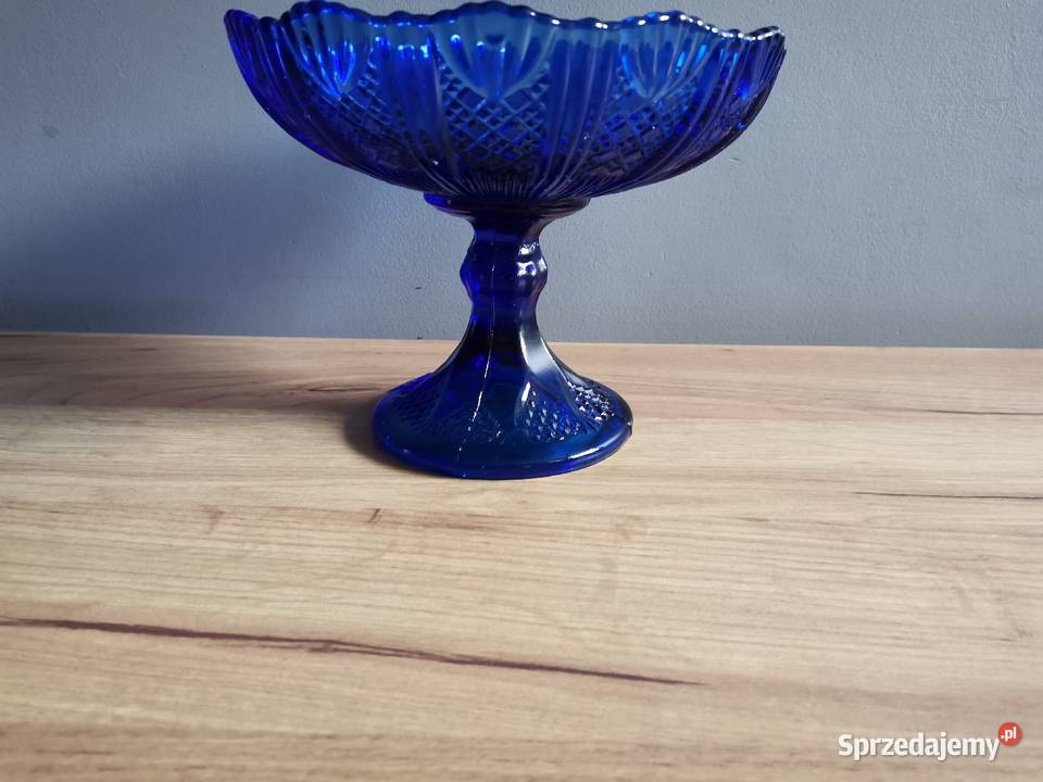 Stara przedwojenna niebieska patera owocarka Porcelana i szkło Katowice