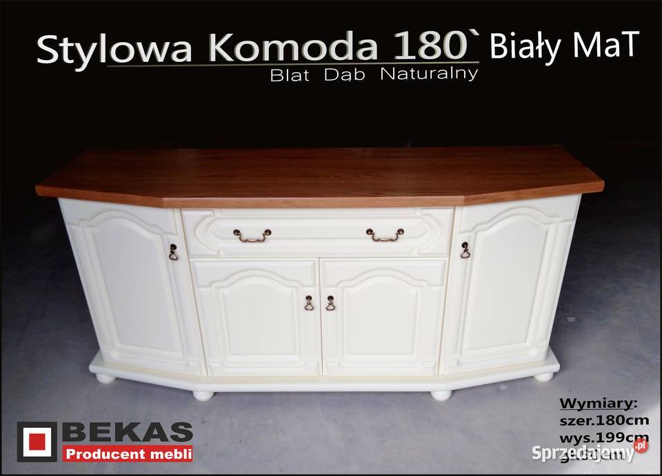 Komoda 120 1S3FloT Śliczna Prowansalska Biały Toruń