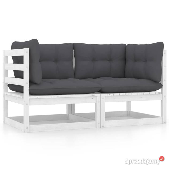 2osobowa sofa ogrodowa z poduszkami biała drewno Warszawa