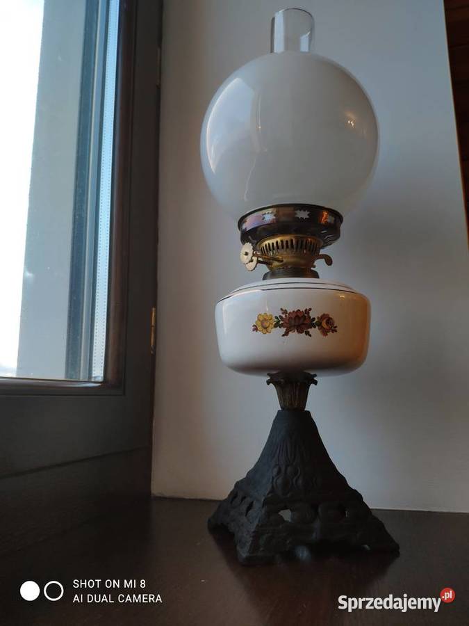 Wiktoriańska żeliwna angielska lampa naftowa 4 Kraków