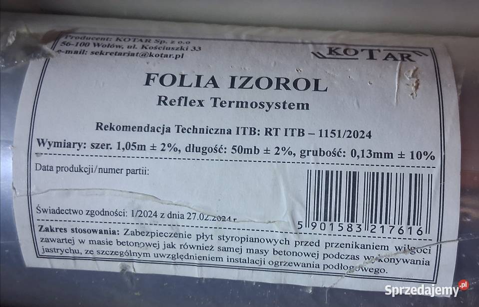 FOLIA DO OGRZEWANIA PODŁOGOWEGO 100 rolka Lubin