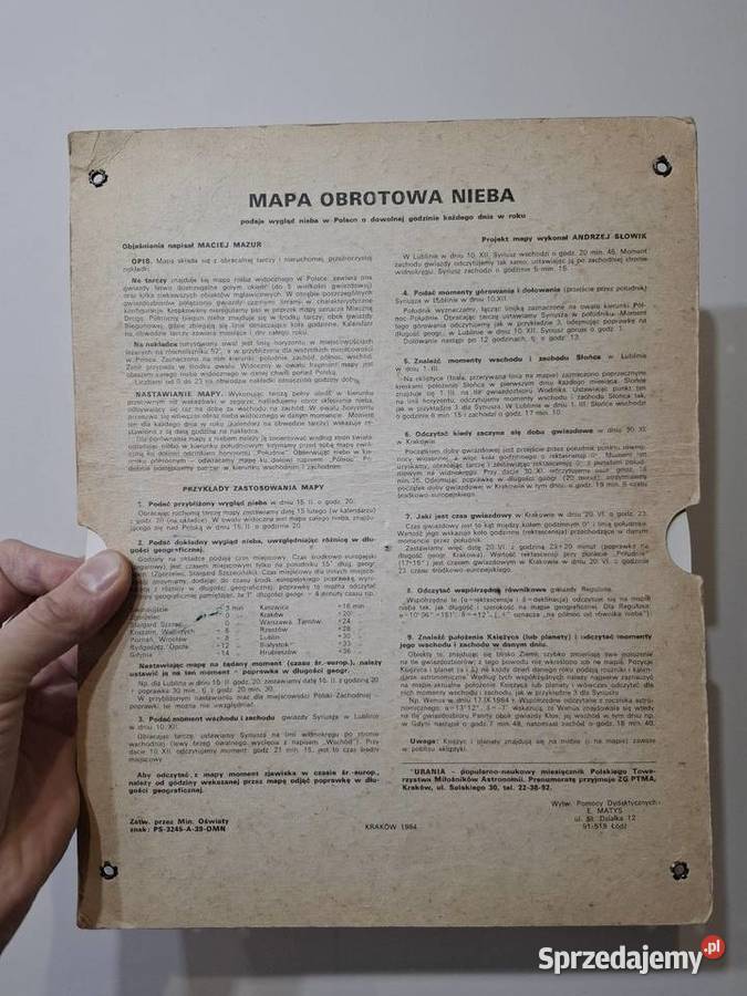 Mapa obrotowa nieba retro vintage małopolskie