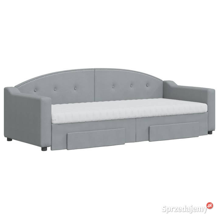 Sofa rozsuwana z szufladami jasnoszara tkanina Warszawa