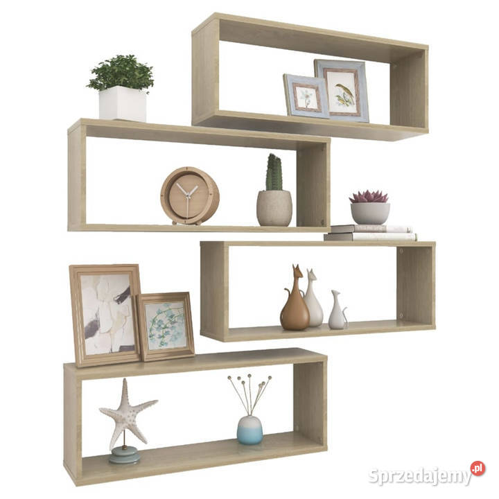 Półki ścienne kostki 4 dąb sonoma 60x15x23