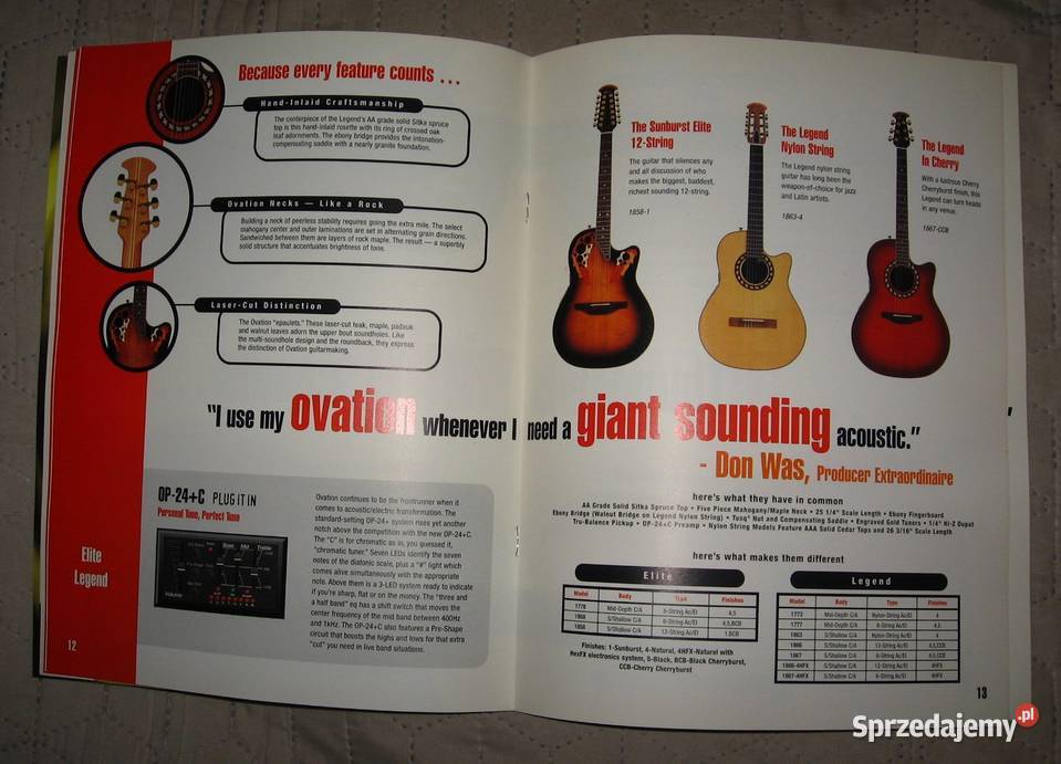 Ovation 1999 katalog gitar Kępice