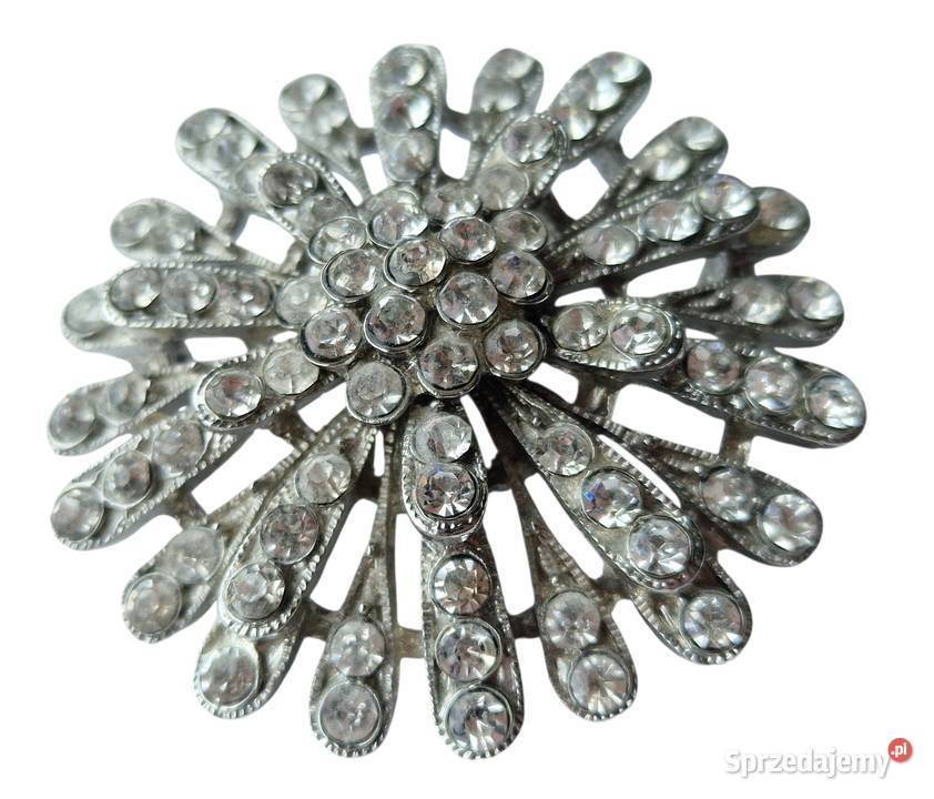 VINTAGE BROSZKA ROZETA Z KRYSZTAŁAMI STARBURST