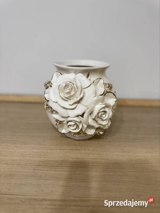 Elegancka ręcznie zdobiona ceramiczna waza Nowy Tomyśl