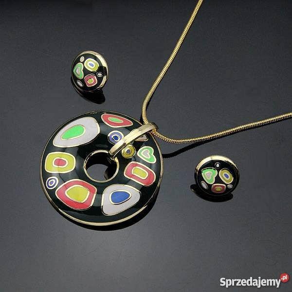 Emaliowany naszyjnik kolczyki Zawiercie