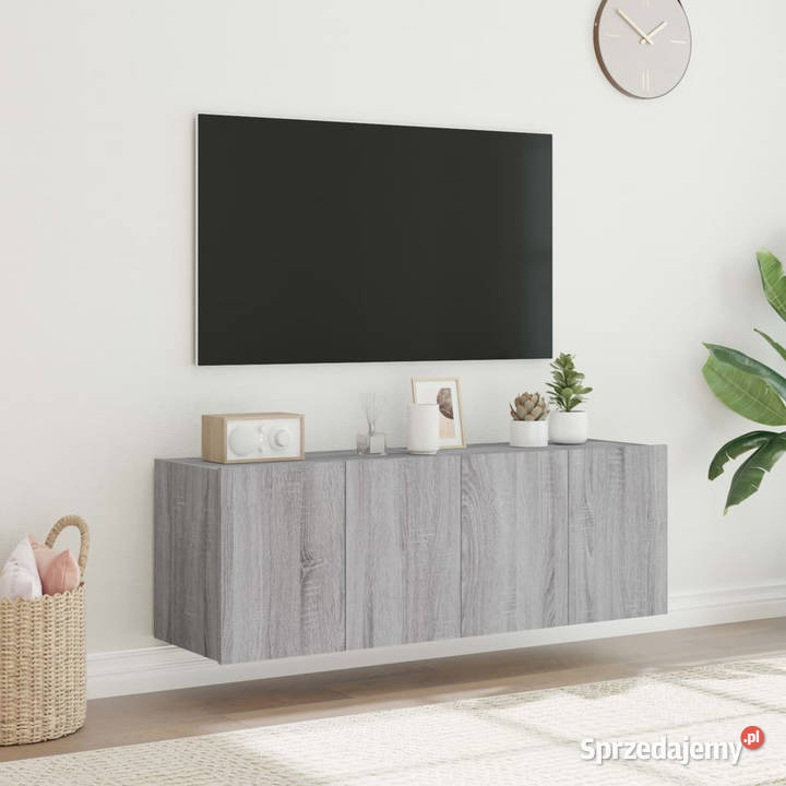Ścienne szafki TV z LED 2 szary dąb sonoma Warszawa
