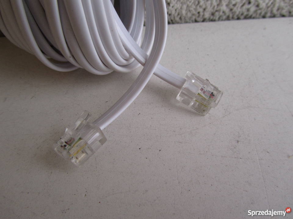 Kabel telefoniczny biały wtyk RJ11 6p4c x 2 7m Olecko