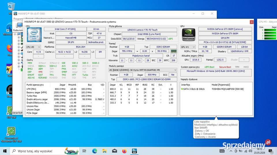 Płyta główna Lenovo y7070 kujawsko-pomorskie Wąbrzeźno