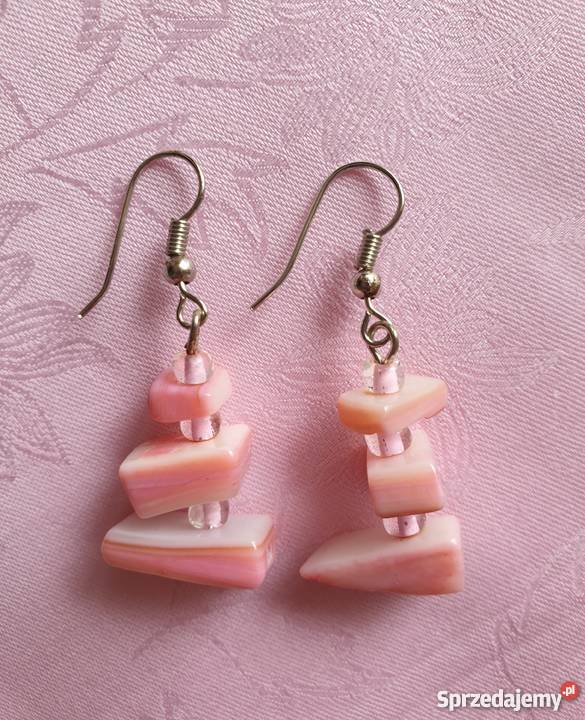 Komplet naszyjnik i kolczyki z różowymi kamykami Kraków