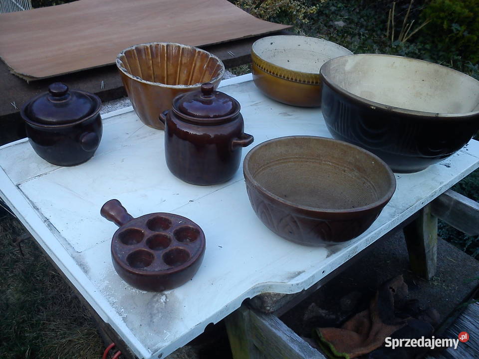Stare naczynia gliniane kamionka z PRL Aleksandrów Łódzki
