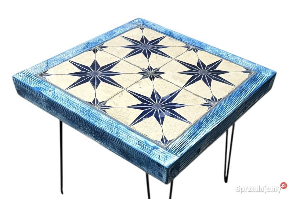 Stolik kawowy z drewna i płytek ceramicznych z Meble kujawsko-pomorskie Szczecin