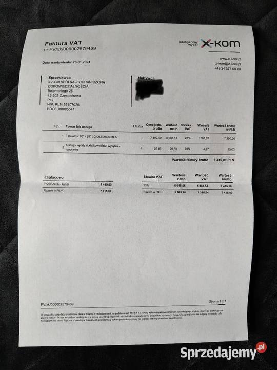 LG OLED 65 C3 na gwarancji Kraków sprzedam