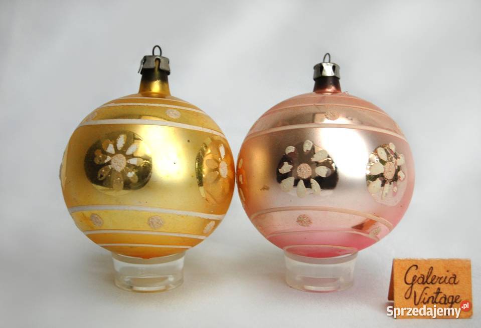 Stare bombki szklane 2 ręcznie malowane różowa Lublin