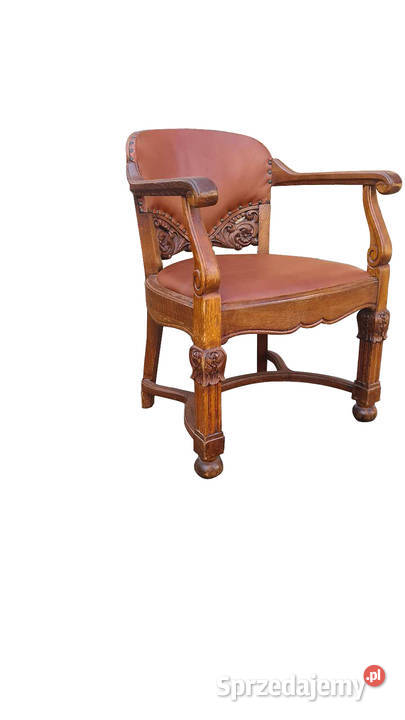 FOTEL DO BIURKA Z PATYNĄ LATA 19001920 DĄB Antyki, Sztuka, Kolekcje Szczecin