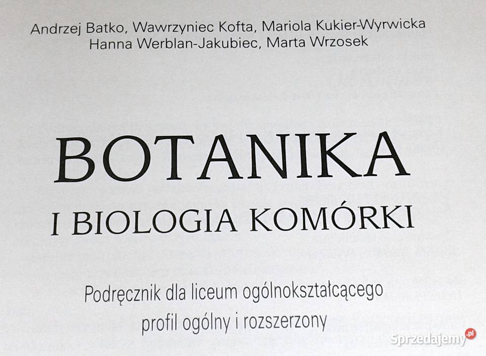 Botanika i biologia komórki Andrzej Batko W Chełm