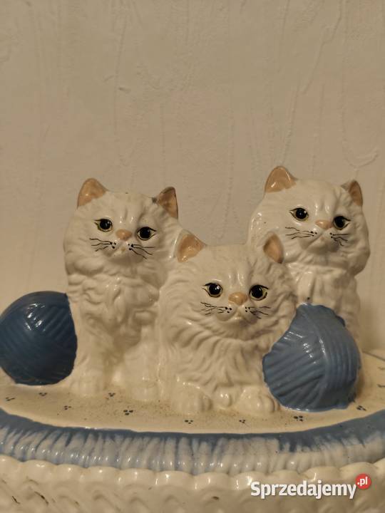 Ceramiczny Słoik Cookie Jar retro KOTY W KOSZYKU łódzkie sprzedam