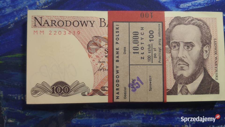 PACZKA 100 x 100 złotych 1986 UNC s MM Warszawa