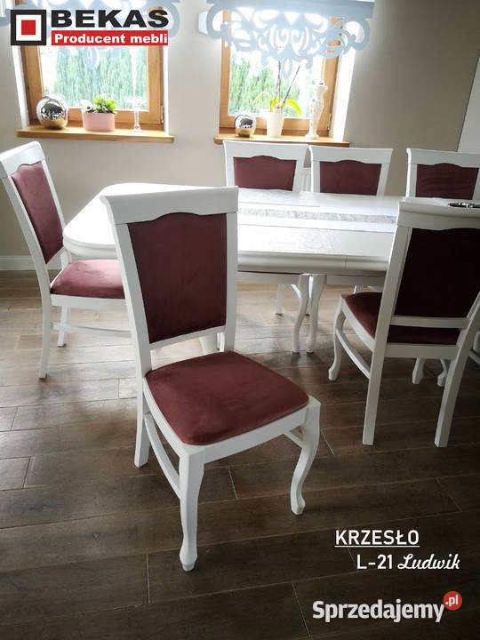 LUDWIK STÓŁ BIAŁY 160 6 Krzeseł L21 PRODUCENT 90cm