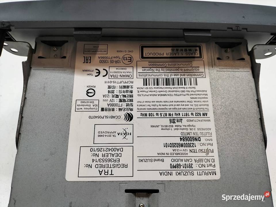 RADIO 3910168PF0 Suzuki Baleno II 20152022