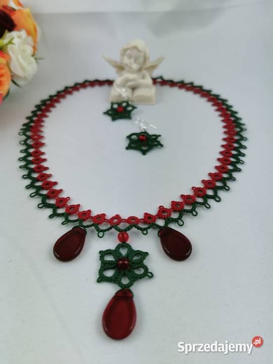 Biżuteria frywolitkowa Wiśniowa