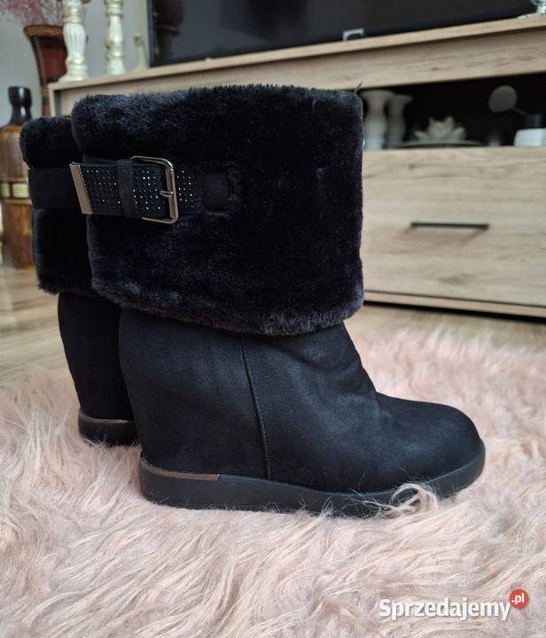 Śliczne botki koturny damskie z futerkiem Jenny inna Kraków