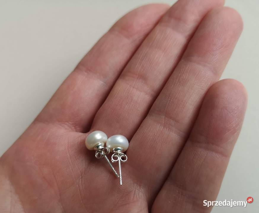 kolczyki z perłą mabe sztyfty srebro naturalna Toruń
