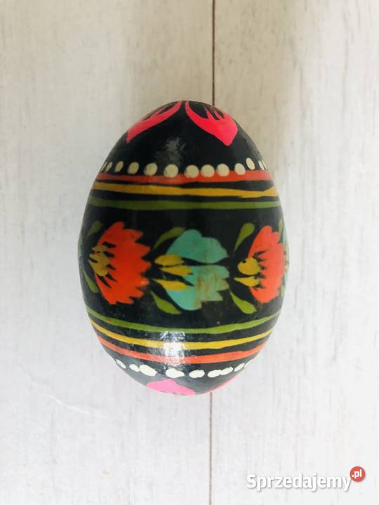 Pisanka drewniana PRL Wielkanoc ozdoby Łódź