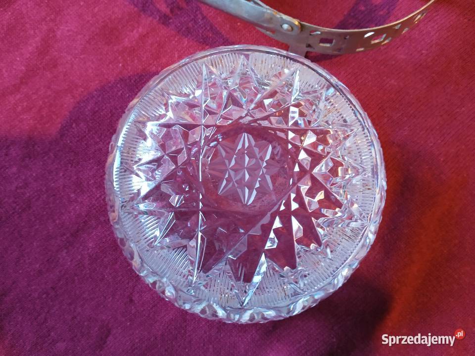 Cukierniczka kryształowa w metalowym koszyczku Koźminek