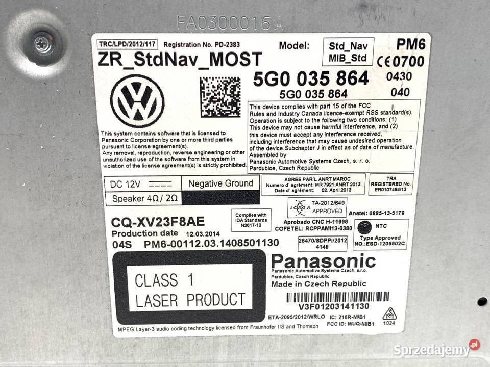 CZYTNIK NAWIGACJI VW GOLF VII 5G0035864 sprzedam