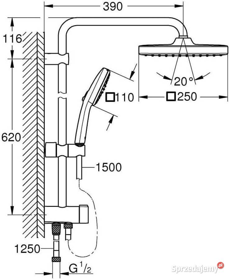 Grohe Vitalio Comfort 250 system prysznicowy do Rzeszów sprzedam