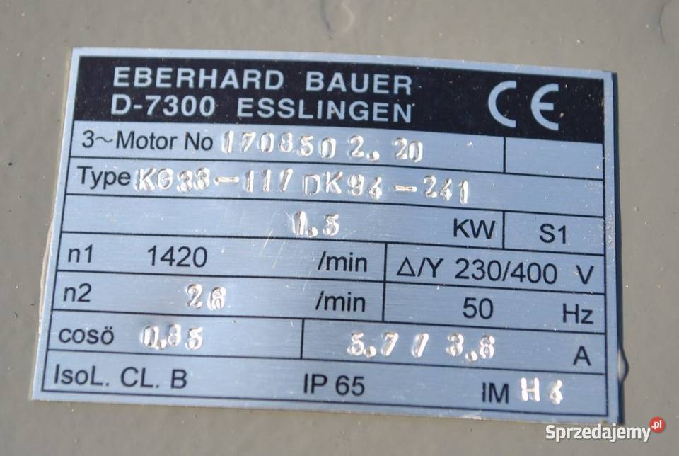 Motoreduktor kątowy 15kw 26obrmin Bauer Kargowa