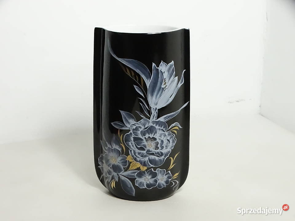 Elegancki czarny wazon porcelanowy Seltmann Biłgoraj sprzedam