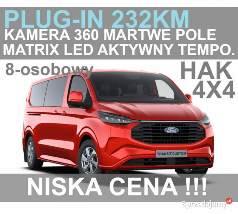 Ford Transit Custom Plugin Limited 232 L2 8osob napęd 4x4 Szczecinek sprzedam