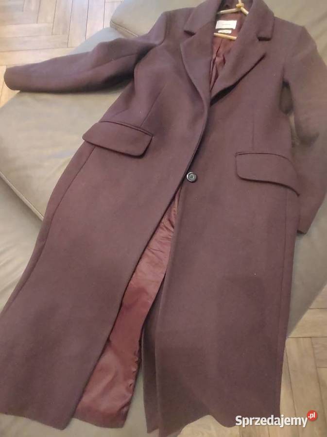 Maxi długi płaszcz 80 wełna owcza XS s m sprzedam