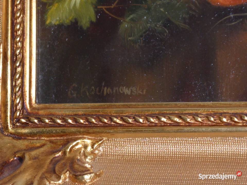 OBRAZ OLEJNY pt Owoce z filiżanką Antyki, Sztuka, Kolekcje Ostróda